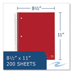 Wirebound Notebook w/Tabs, 5-Subject, College Rule, Randomly Asst Covers, (200) 11 x 8.5 Sheets, 12/CT, Ships in 4-6 Bus Days