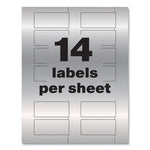 PermaTrack Metallic Asset Tag Labels, Laser Printers, 1.25 x 2.75, Silver, 14/Sheet, 8 Sheets/Pack