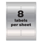 PermaTrack Metallic Asset Tag Labels, Laser Printers, 2 x 3.75, Silver, 8/Sheet, 8 Sheets/Pack