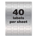 PermaTrack Metallic Asset Tag Labels, Laser Printers, 0.75 x 1.5, Metallic Silver, 40/Sheet, 8 Sheets/Pack