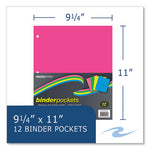 Binder Pocket, 9 w x 11 h, Assorted Colors, 144/Carton, Ships in 4-6 Business Days