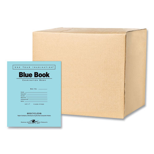 Recycled Exam Book, Wide/Legal Rule, Blue Cover, (8) 8.5 x 7 Sheets, 600/Carton, Ships in 4-6 Business Days