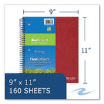 Earthtones BioBased 5 Subject Notebook, Med/College Rule, Random Asst Covers, (160) 11x9 Sheets, 12/CT,Ships in 4-6 Bus Days