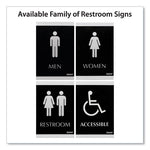 Century Series Office Sign, Men/Women Restroom, 6 x 9, Black/Silver