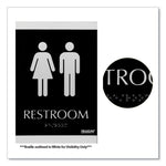 Century Series Office Sign, Men/Women Restroom, 6 x 9, Black/Silver