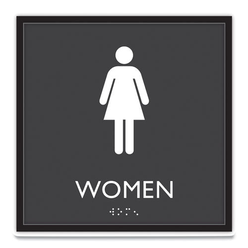 ADA Sign, Women, Plastic, 8 x 8, Clear/White