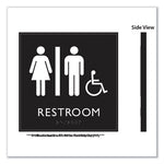 ADA Sign, Unisex Accessible Restroom, Plastic, 8 x 8, Clear/White