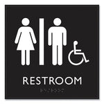 ADA Sign, Unisex Accessible Restroom, Plastic, 8 x 8, Clear/White