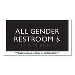 ADA Sign, All Gender Restroom Accessible, Plastic, 4 x 4, Clear/White