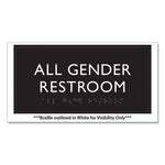 ADA Sign, All Gender Restroom, Plastic, 4 x 4, Clear/White