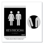 Century Series Office Sign, Men/Women Restroom, 6 x 9, Black/Silver