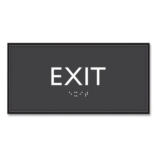 ADA Sign, Exit, Plastic, 4 x 4, Clear/White