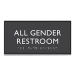 ADA Sign, All Gender Restroom, Plastic, 4 x 4, Clear/White