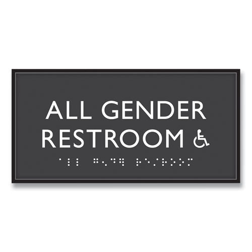 ADA Sign, All Gender Restroom Accessible, Plastic, 4 x 4, Clear/White