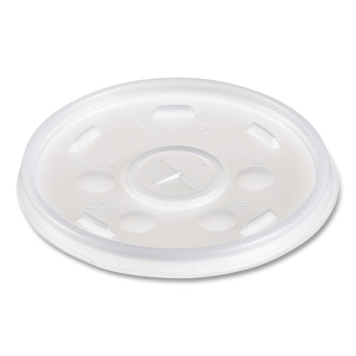 Plastic Lids for Foam Cups, Bowls and Containers, Flat with Straw Slot, Fits 6-14 oz, Translucent, 100/Pack, 10 Packs/Carton