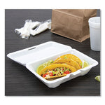 Foam Hinged Lid Containers, 1-Compartment, 6.4 x 9.3 x 2.9, White, 100/Pack, 2 Packs/Carton