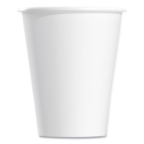 Single-Sided Poly Paper Hot Cups, 8 oz, White, 50/Bag, 20 Bags/Carton