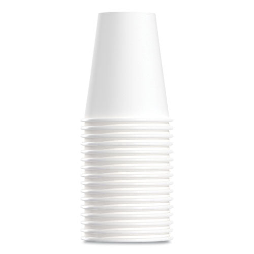 Single-Sided Poly Paper Hot Cups, 8 oz, White, 50/Bag, 20 Bags/Carton