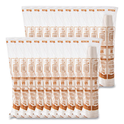 Single-Sided Poly Paper Hot Cups, 8 oz, White, 50/Bag, 20 Bags/Carton