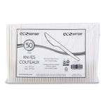 EcoSense Renewable Plant Starch Cutlery, Knife, 7", 50/Pack, 20 Packs/Carton