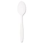 Guildware Extra Heavyweight Plastic Cutlery, Teaspoons, White, 100/Box