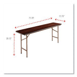 Wood Folding Table, Rectangular, 71.88w x 17.75d x 29.13h, Mahogany