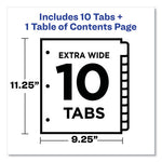 Customizable TOC Ready Index Multicolor Tab Dividers, Extra Wide Tabs, 10-Tab, 1 to 10, 11 x 9.25, White, 1 Set