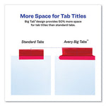 Insertable Big Tab Dividers, 5-Tab, Single-Sided Copper Edge Reinforcing, 11.13 x 9.25, White, Assorted Tabs, 1 Set