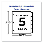 Insertable Big Tab Dividers, 5-Tab, Single-Sided Copper Edge Reinforcing, 11.13 x 9.25, White, Clear Tabs, 1 Set