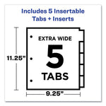 Insertable Big Tab Plastic Three-Pocket Corner Lock Dividers, 5-Tab, 11.13 x 9.25, Assorted, 1 Set