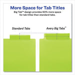 Insertable Big Tab Plastic Three-Pocket Corner Lock Dividers, 5-Tab, 11.13 x 9.25, Assorted, 1 Set