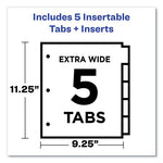 Big Tab Insertable Two-Pocket Plastic Dividers, 5-Tab, 11.13 x 9.25, Assorted, 1 Set