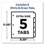 Write and Erase Durable Plastic Dividers with Slash Pocket, 3-Hold Punched, 5-Tab, 11.13 x 9.25, Assorted, 1 Set