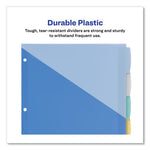 Write and Erase Durable Plastic Dividers with Slash Pocket, 3-Hold Punched, 5-Tab, 11.13 x 9.25, Assorted, 1 Set