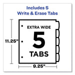 Write and Erase Durable Plastic Dividers with Straight Pocket, 5-Tab, 11.13 x 9.25, White, 1 Set