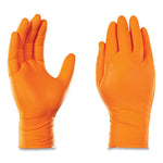 Heavy-Duty Industrial Nitrile Gloves, Powder-Free, 8 mil, Medium, Orange, 100 Gloves/Box, 10 Boxes/Carton