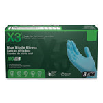 Industrial Nitrile Gloves, Powder-Free, 3 mil, Small, Blue, 100/Box, 10 Boxes/Carton