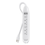 Power Strip, 6 Outlets, 12 ft Cord, White