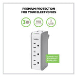 Wall Mount Surge Protector, 3 AC Outlets/2 USB Ports, 918 J, Gray/White