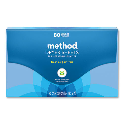 Dryer Sheets, Fresh Air, 80/Box, 6 Boxes/Carton