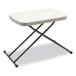 Height-Adjustable Personal Folding Table, Rectangular, 25.6" x 17.7" x 19" to 28", White Top, Dark Gray Legs