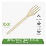 EcoSense Renewable Plant Starch Cutlery, Fork, 7", 50/Pack