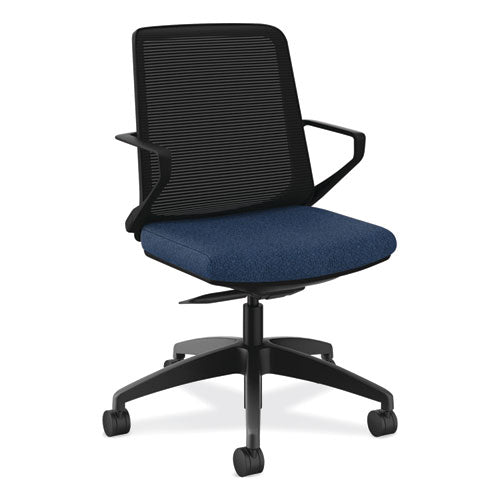 Cliq Office Chair, Supports Up to 300 lb, 17" to 22" Seat Height, Navy Seat, Black Back, Black Base