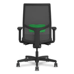 Ignition 2.0 4-Way Stretch Mid-Back Task Chair, Green Adjustable Lumbar Support, Black Seat, Black Back, Black Base