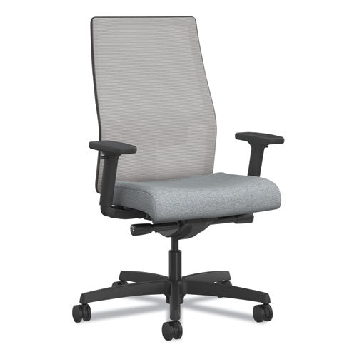 Ignition 2.0 4-Way Stretch Mid-Back Mesh Task Chair, White Adjustable Lumbar Support, Cloud Seat, Fog Back, White Base