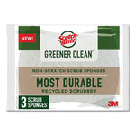 Greener Clean Non-Scratch Scrub Sponge, 2.6 x 3.3, 0.7" Thick, White, 3/Pack