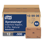 Xpressnap Interfold Dispenser Napkins, 2-Ply, 6.5 x 8.5, Natural, 500/Pack, 12 Packs/Carton