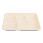 Bagasse PFAS-Free Food Tray, 5-Compartment, 8.26 x 0.98 x 10.9, Tan, Bamboo/Sugarcane, 500/Carton