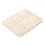 Bagasse PFAS-Free Food Tray, 5-Compartment, 8.26 x 0.98 x 10.9, Tan, Bamboo/Sugarcane, 500/Carton