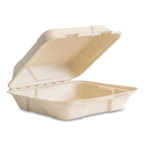 Nourish Molded Fiber Takeout Container, 9 x 10 x 2, Natural, Sugarcane, 200/Carton